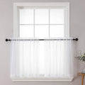 Sheer white small window curtains, two-panel set with gathered ruffle top