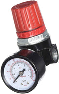 Air compressor replacement pressure gauge with black body and red cap, dial shows PSI/BAR