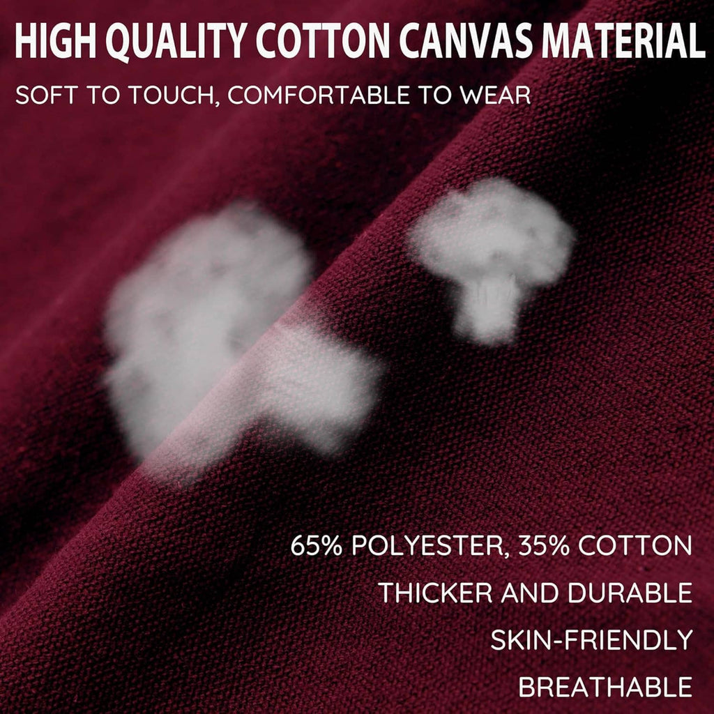 Burgundy cotton-canvas fabric close-up with textured weave, soft and durable blend