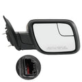Right side power side mirror with black textured housing and clear glass