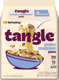 Tangle creamy mushroom pasta packet, 4-bag box with Samyang branding and noodle artwork