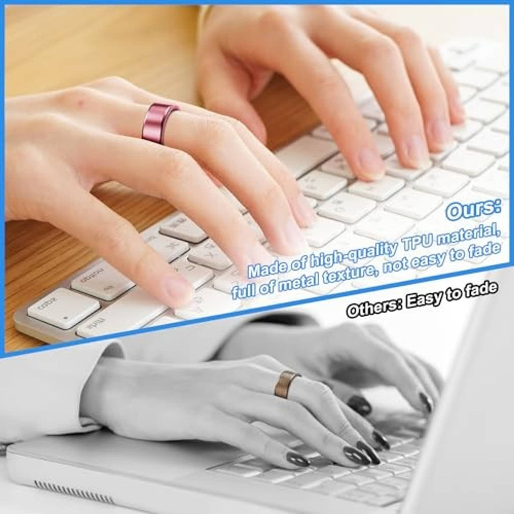 Pink ring cover on finger with transparent protective interior