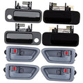 Set of exterior and interior door handle assemblies with black and gray housings
