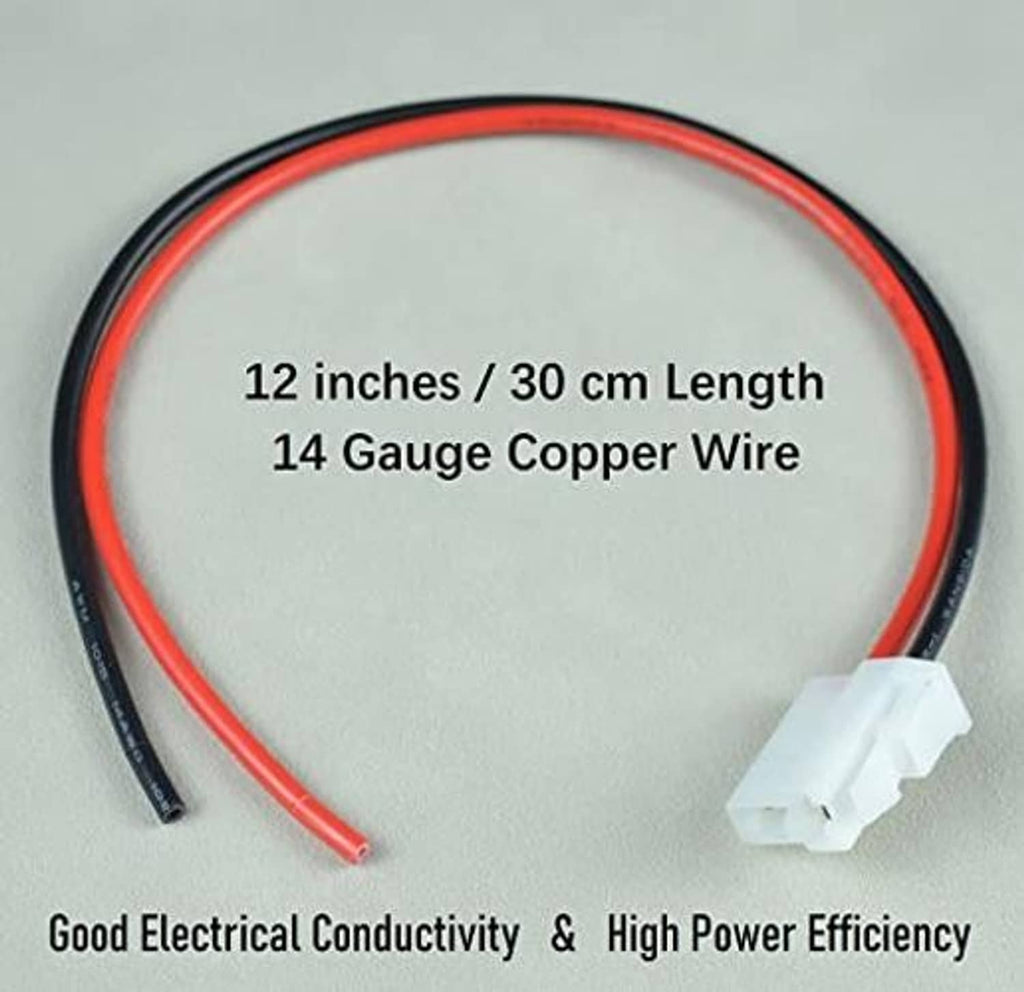 Alternator plug connector pigtail with red and black insulated wires, white connector