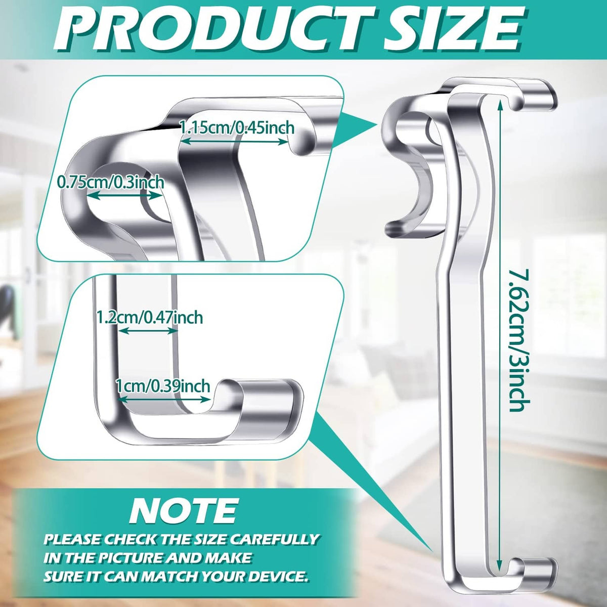 3-inch valance retainer clip, U-shaped clear plastic blind holder