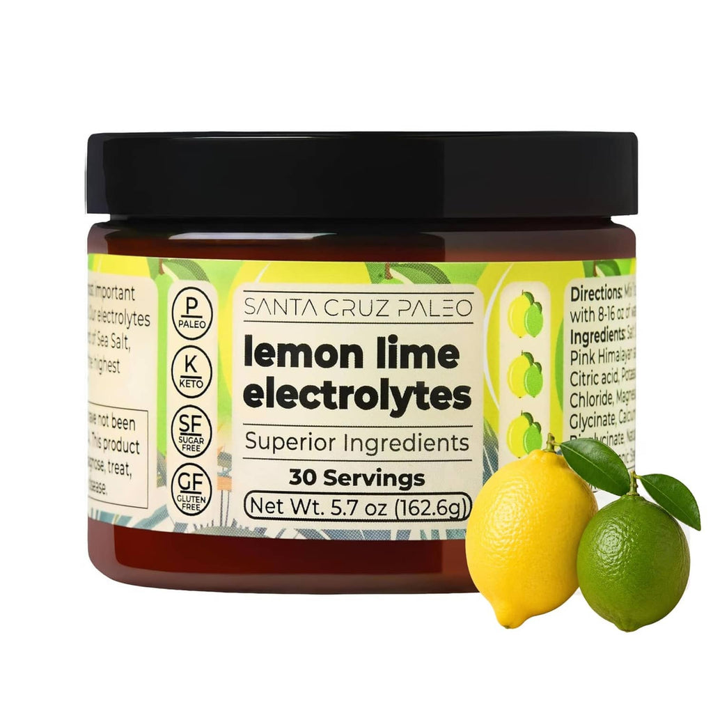 Santa Cruz Paleo lemon lime electrolyte powder jar, 30 servings