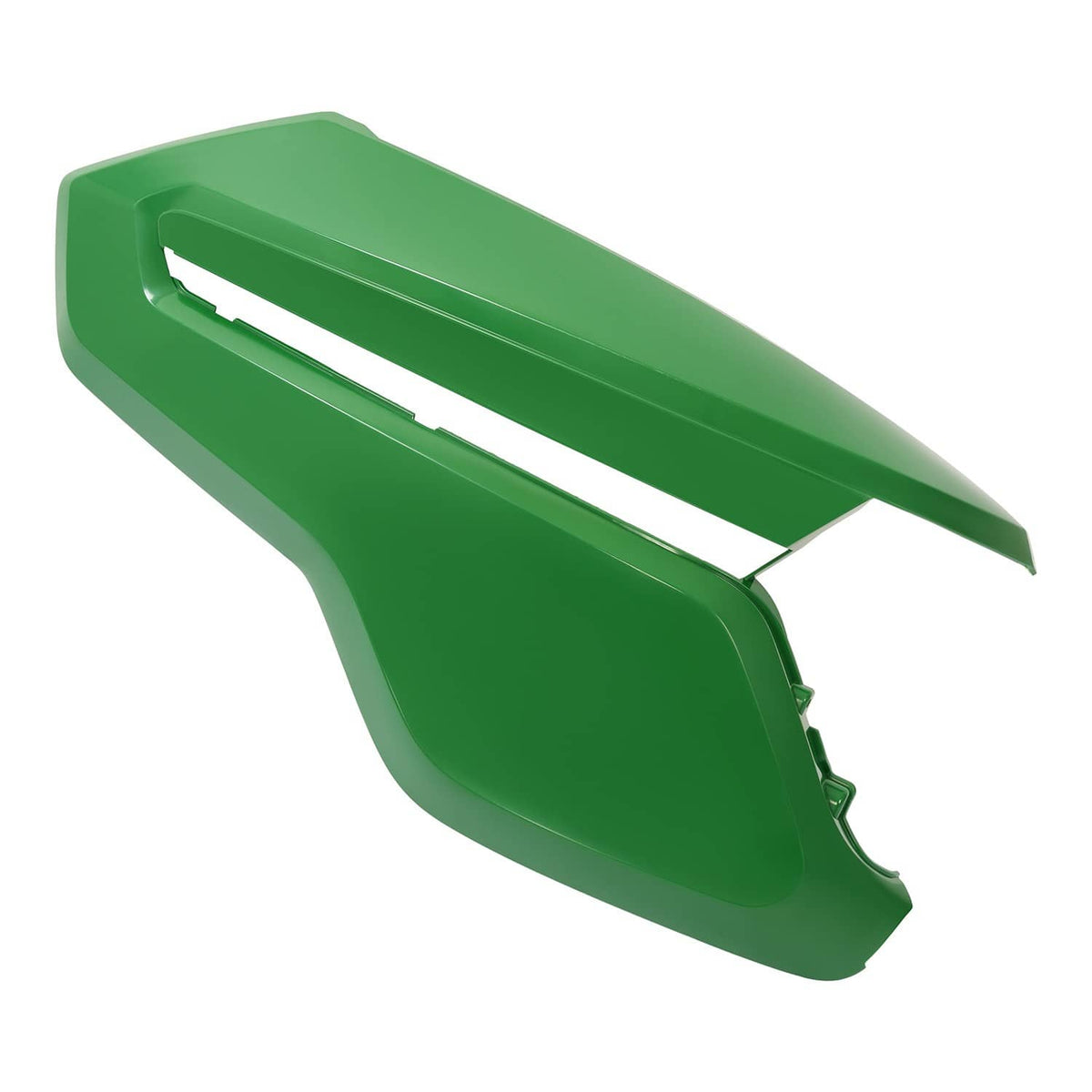 John Deere green right hood panel, molded plastic with long vent slot