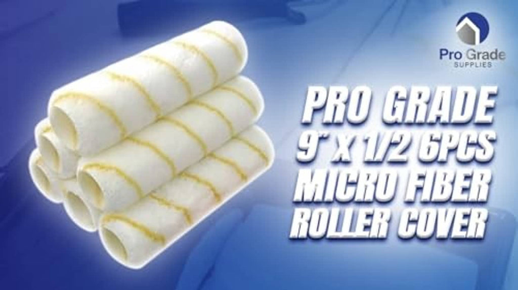 Microfiber roller cover set, 9 x 1/2 in, 6 pcs, white with yellow stripes