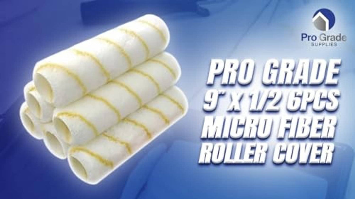 Microfiber roller cover set, 9 x 1/2 in, 6 pcs, white with yellow stripes
