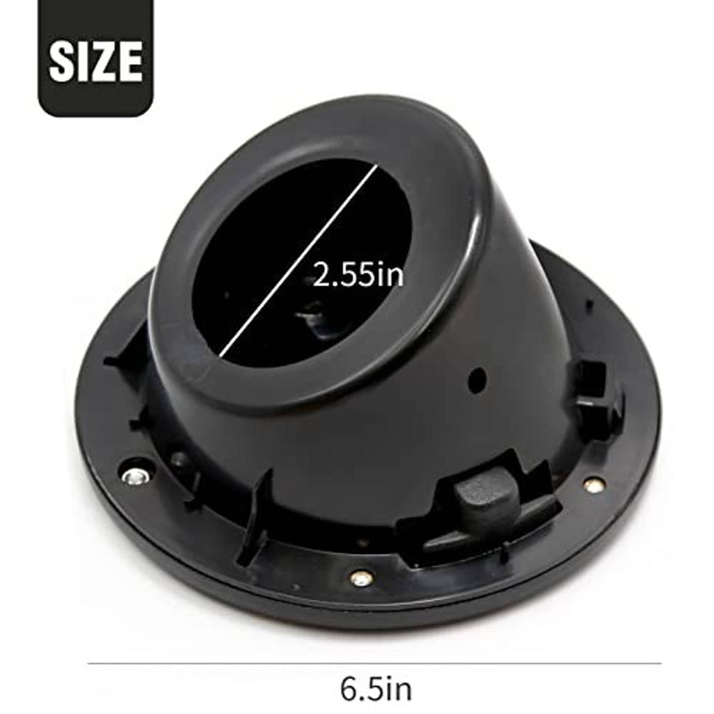 Fuel filler cap cover, black round housing with key lock opening and size measurement