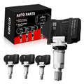 Set of pre-programmed tire pressure sensors with black housings and valve stems