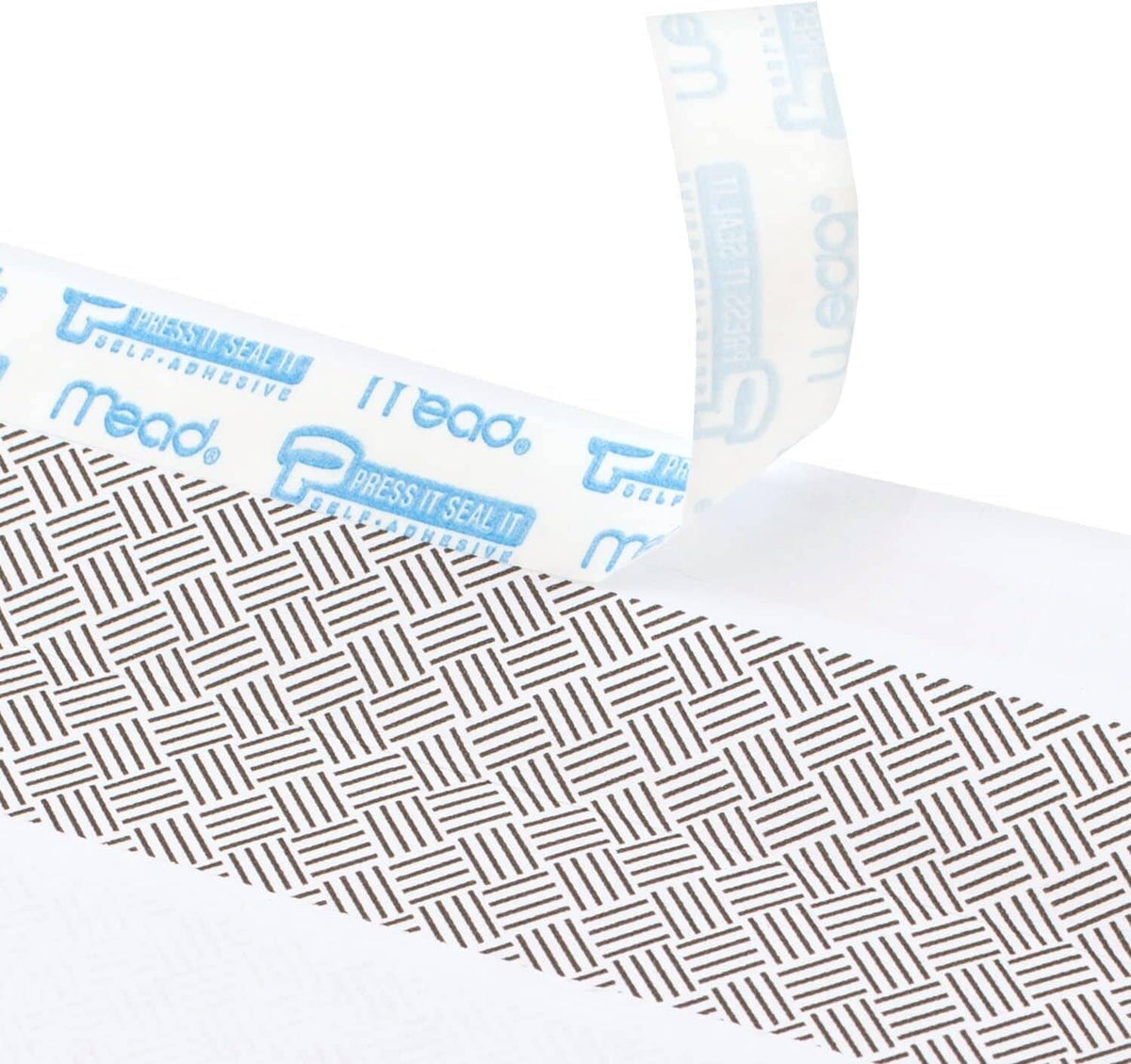 Self-sealing security envelope flap with privacy pattern and blue seal markings