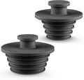 2-pack dark gray silicone bathtub and sink drain stoppers, plug-style with wide caps