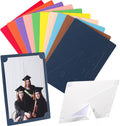 Colorful cardboard picture frames with easel stands, assorted colors, front photo visible