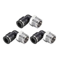 Push-to-connect male elbow tube fittings, black collet, 8mm tube OD, 3/8NPT set