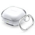 Clear hard earbuds case with keyring loop and protective cover for charging case