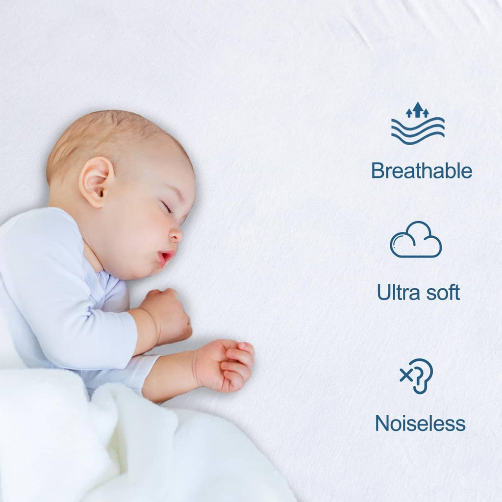 White breathable, ultra-soft mattress protector for quiet comfort