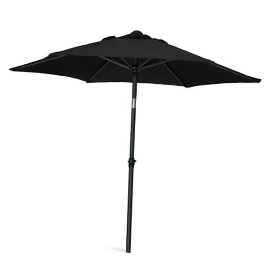 6-ft patio umbrella with black canopy and central pole