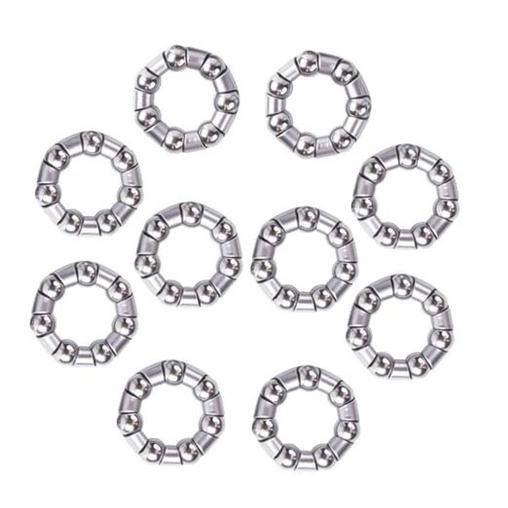 Bike hub ball bearing rings with silver metal balls in round bearing cages