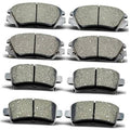 Ceramic brake pads set of 8, grey friction material with metal backing, front and rear
