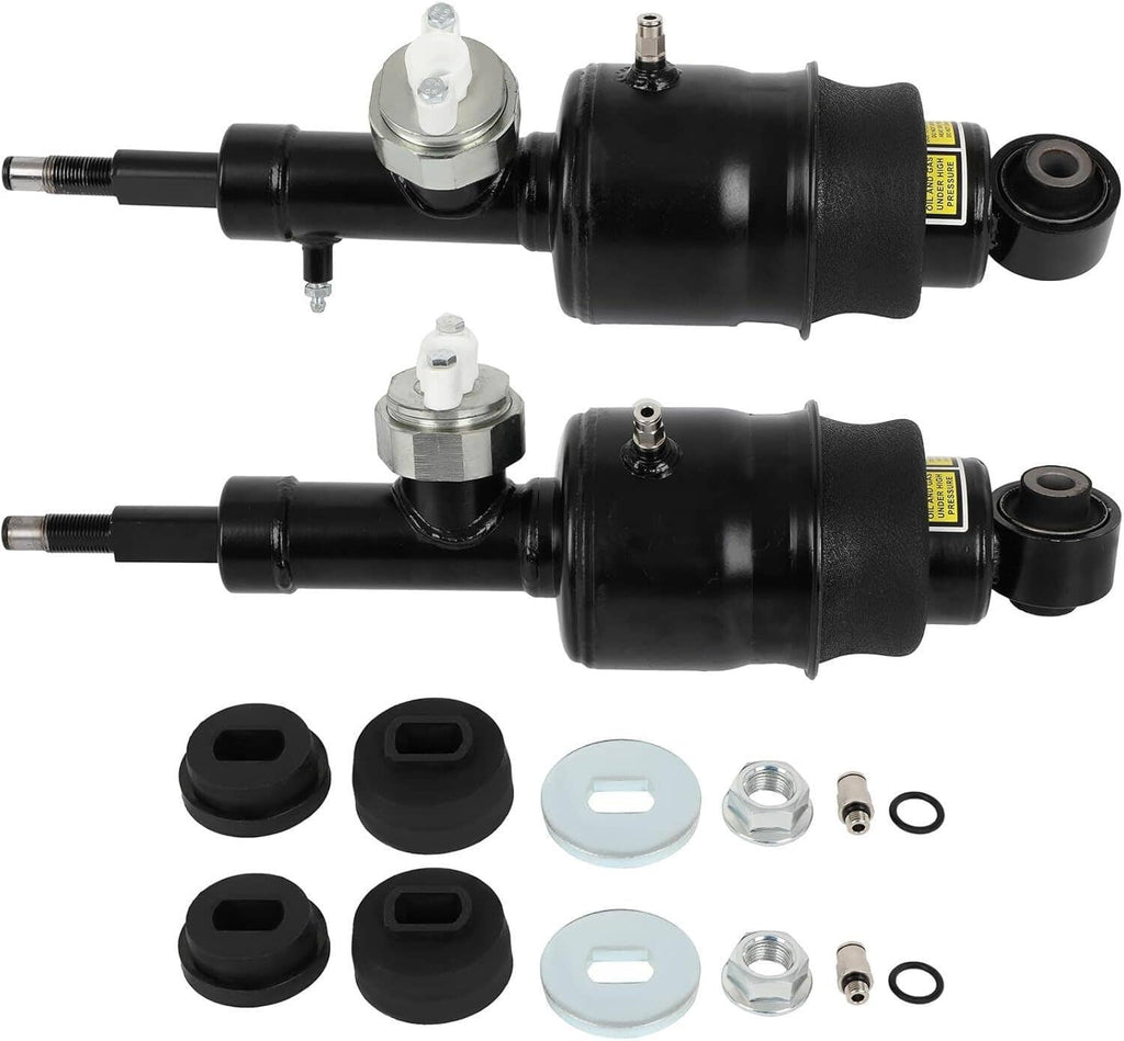 Rear hydraulic air suspension shock struts set, two black units with bushings and small hardware