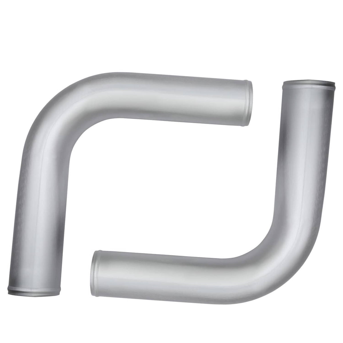 Polished intercooler piping kit with 2 bend curves and straight sections, gray