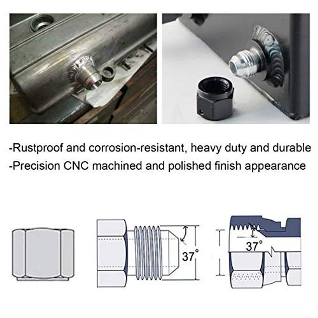 Stainless steel male weld-on bung fitting with hex base and threaded outlet