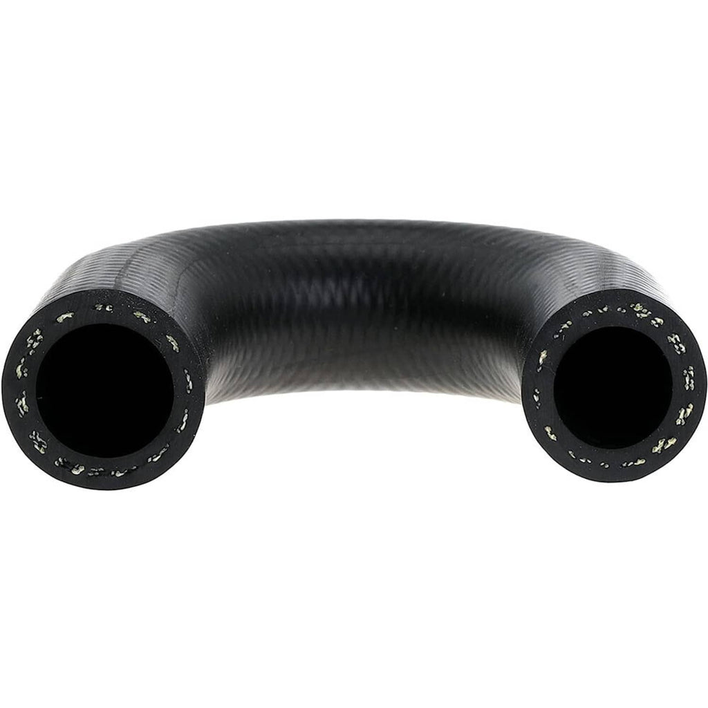 Black heater core bypass hose crossover without clamps, showing two open ports