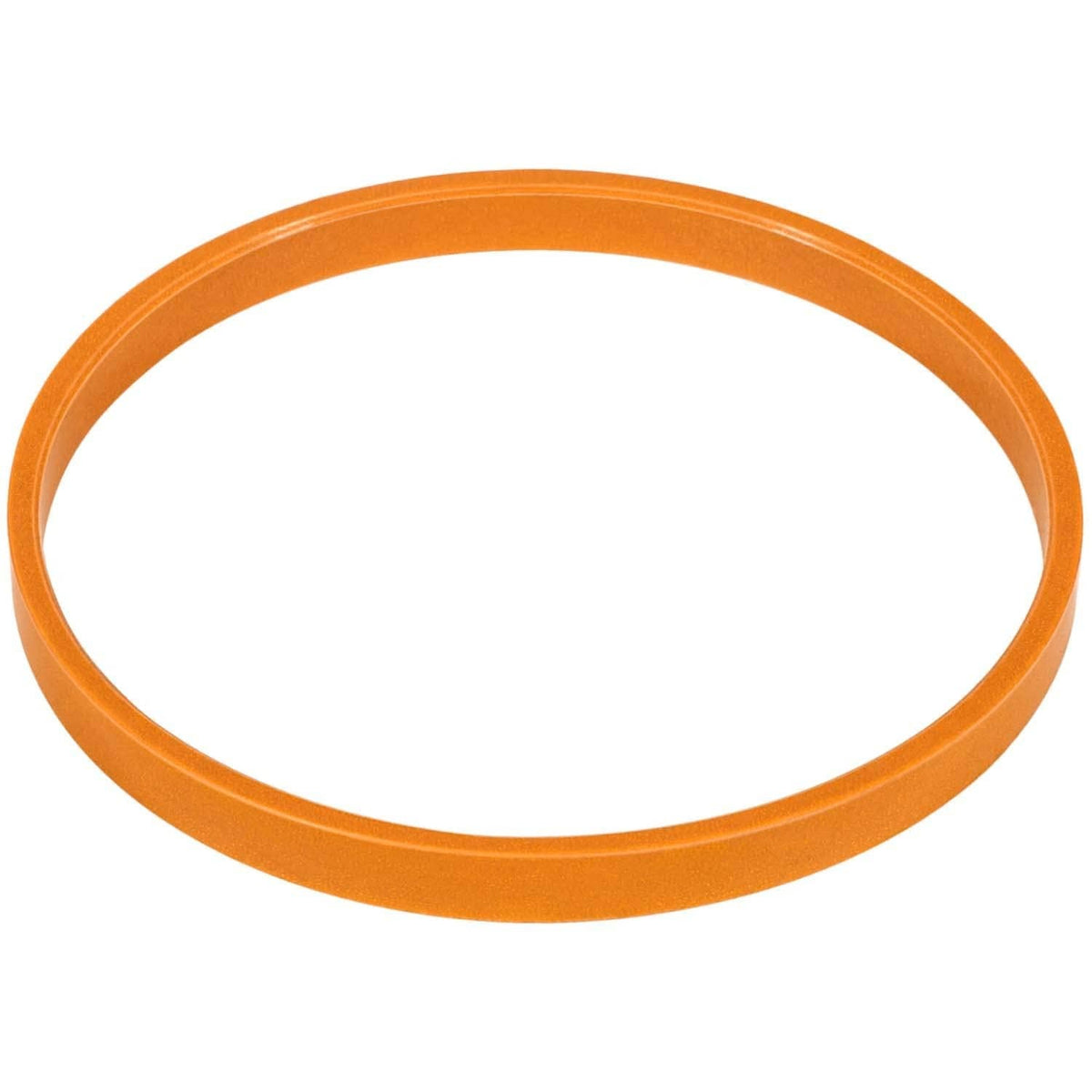 Orange hydraulic cylinder seal ring with smooth outer edge close-up