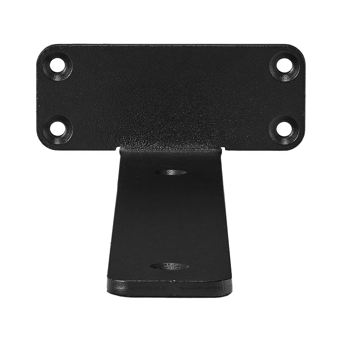 Heavy-duty floating shelf bracket, black metal with two screw holes on top plate