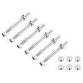 Silver steel landing gear axle set with shafts, washers, and nuts