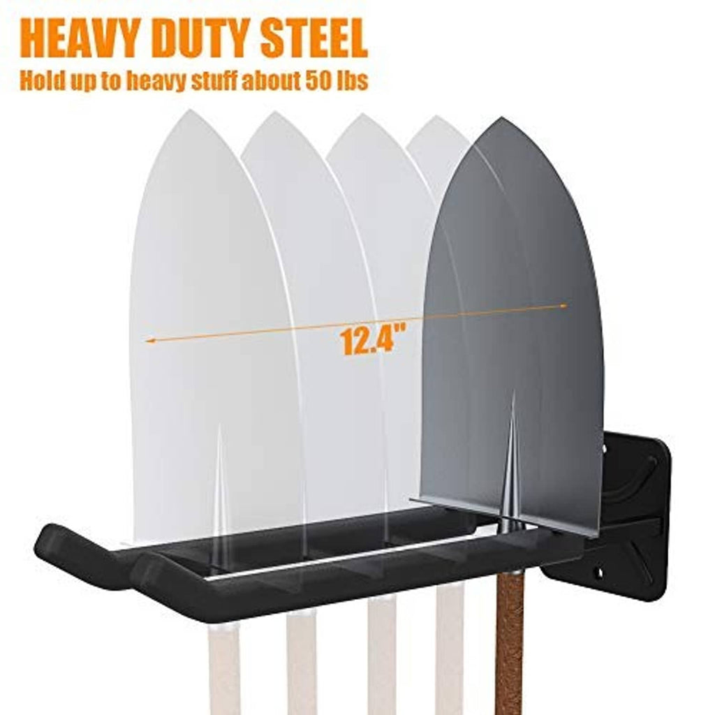 Black wall-mounted tool hook bracket with 12.4 in curved bar arm