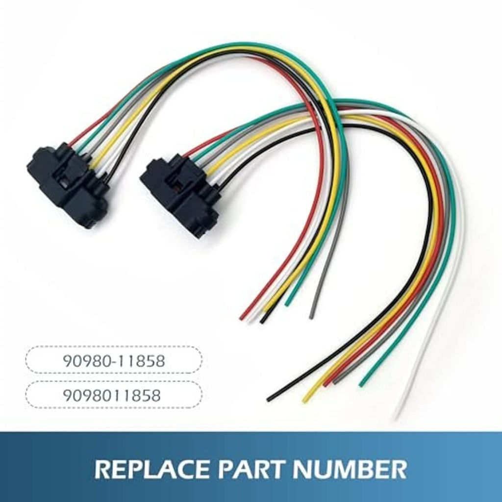 Dual throttle sensor pigtail leads with two black connector housings and colored wires