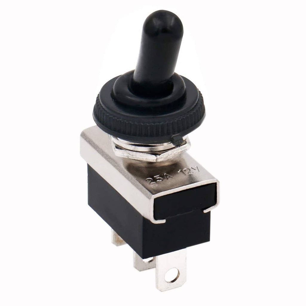 SPDT car toggle switch with black cap and 3-pin terminals, 2-position