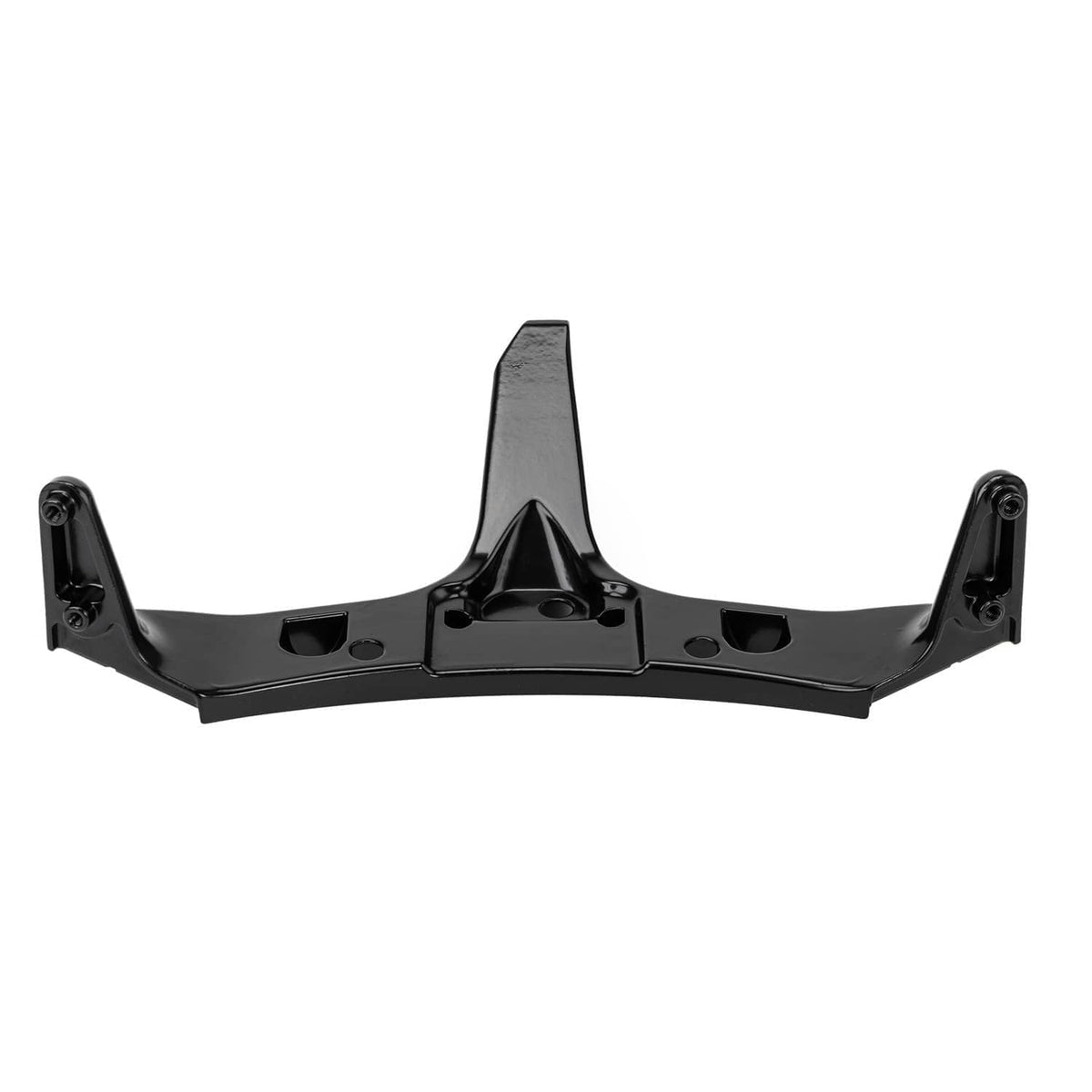 Black front cowl stay bracket, wide curved bar with holes and center support