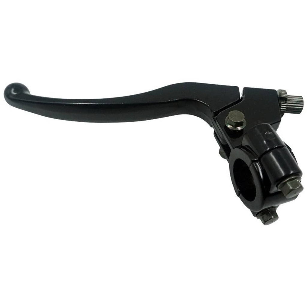 Single black motorcycle brake clutch lever with clamp perch