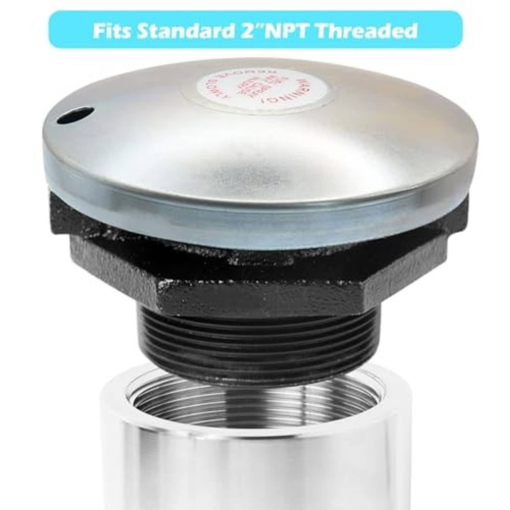 Silver vented diesel fuel cap for standard 2" NPT threaded connection