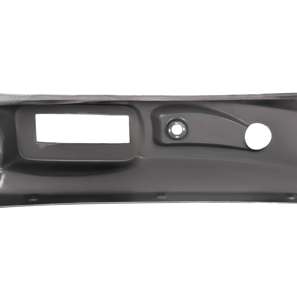 Golf cart dashboard cover close-up, carbon fiber style black with display slot and mounting hole