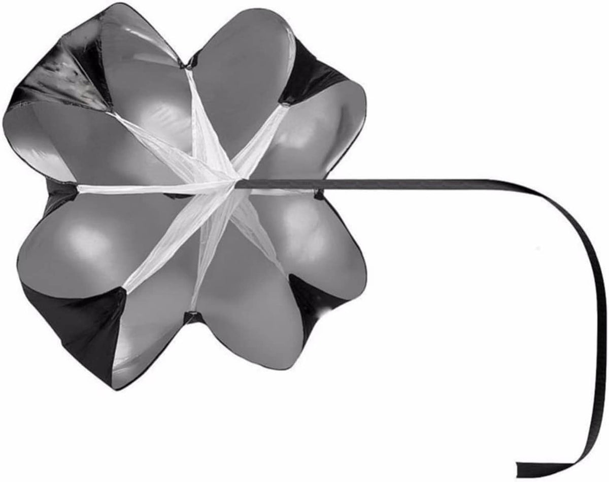 56-inch parachute resistance chute canopy with long black strap handle