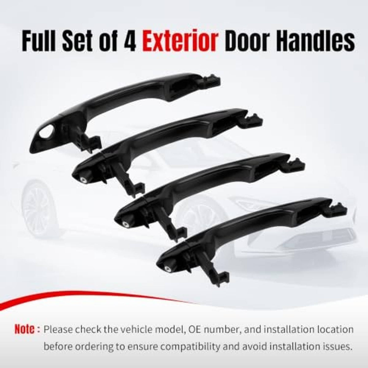 Black exterior door handle set of four with integrated pull grips