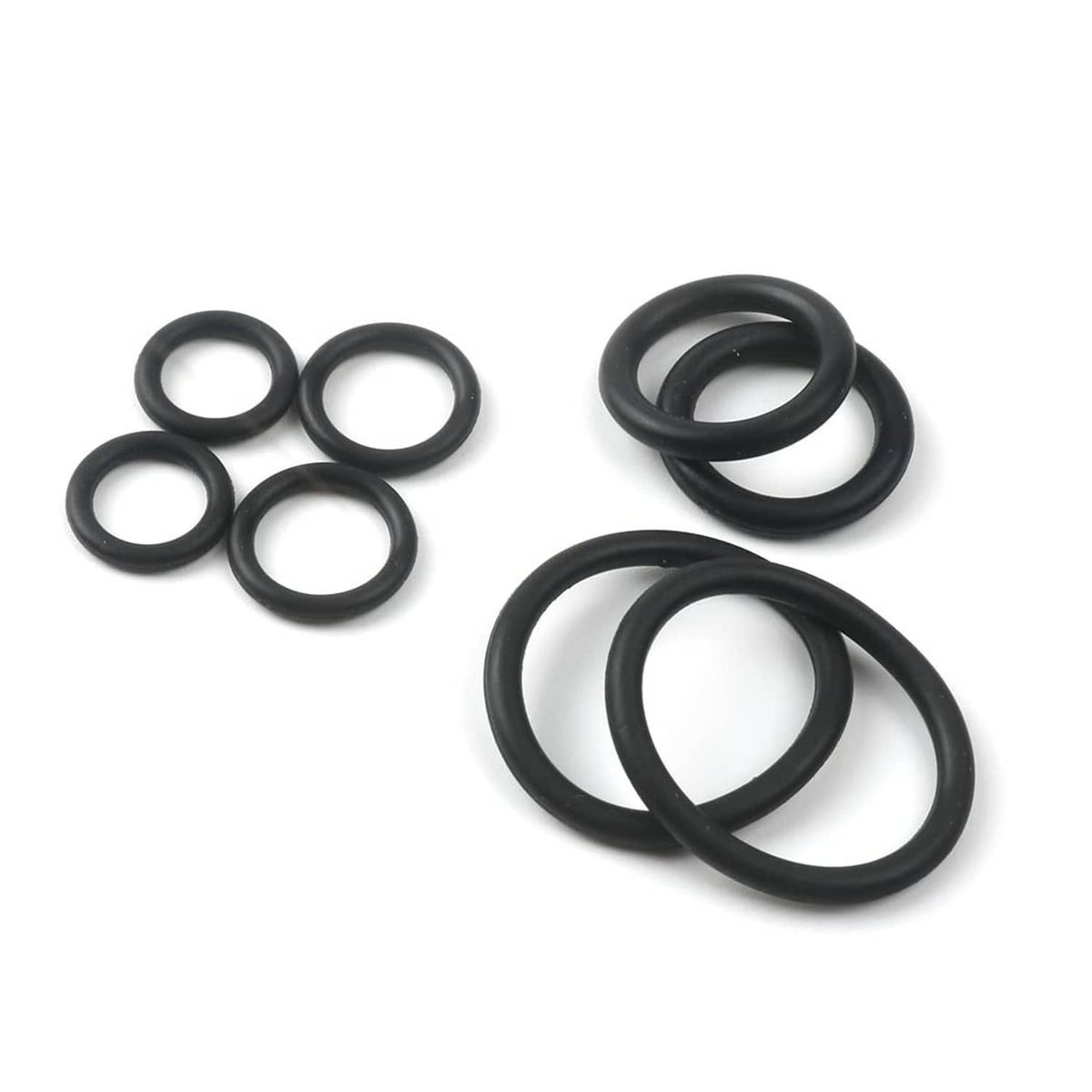 Assorted black Buna O-rings and seal rings in small and large sizes