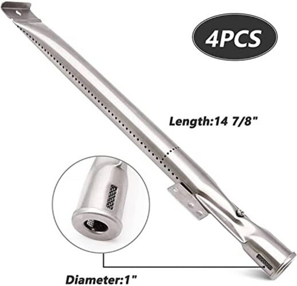 Silver stainless grill burner tube, 14 7/8 in length, 1 in diameter, 4-pack