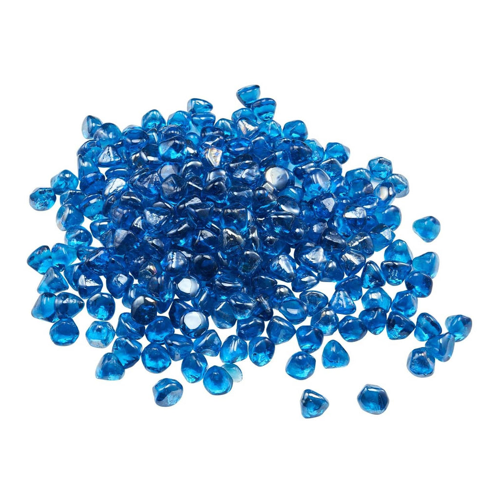 Caribbean blue fire pit glass beads loose pile with scattered small beads