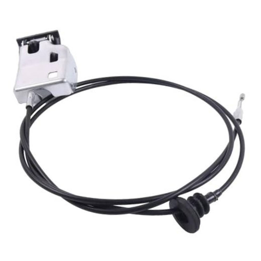 Hood release cable with black cable and connector, metal latch assembly