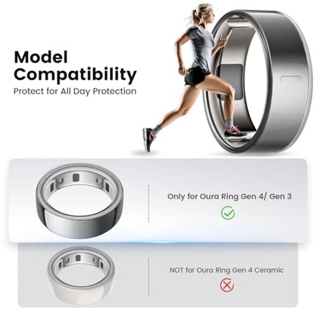Protective ring cover shown on charging dock, ring size 8 fit