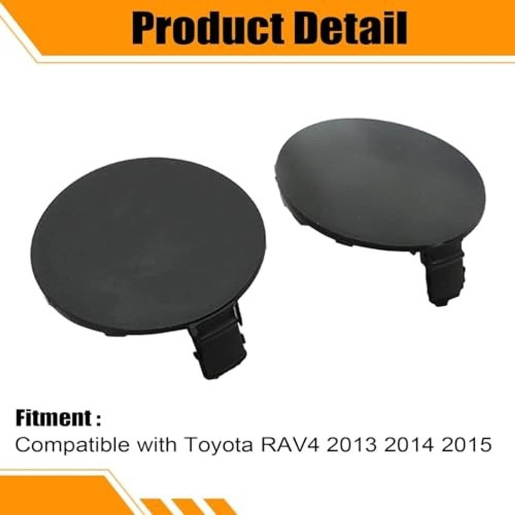 Front bumper tow hook cover caps set, black oval-round covers with front clip mounts