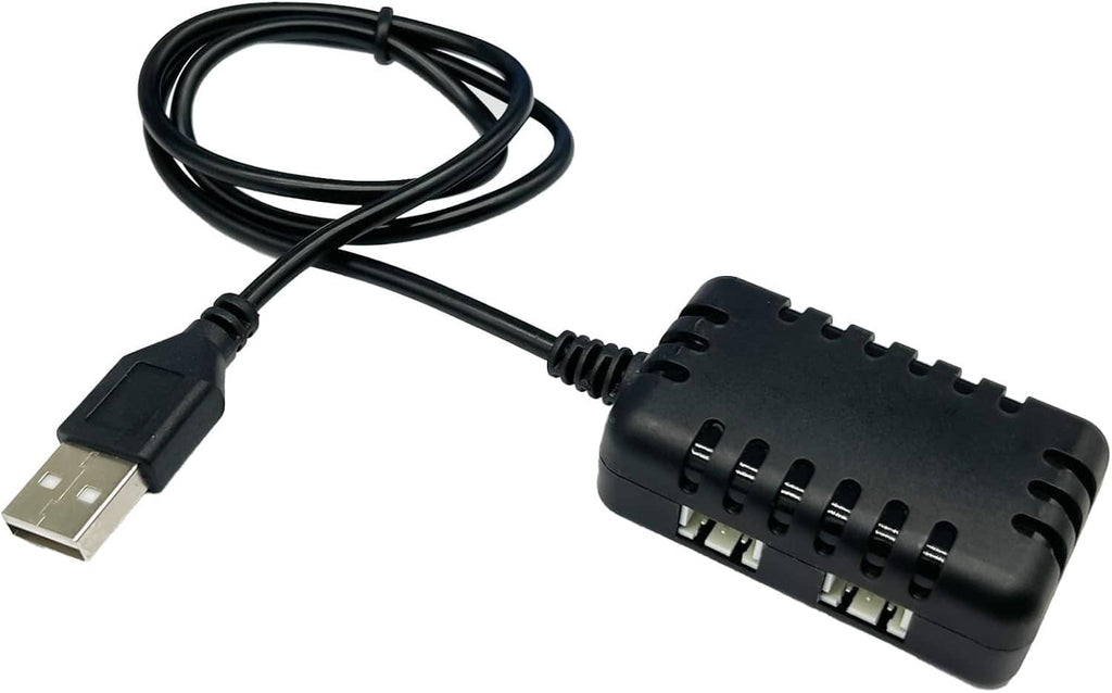 2-in-1 LiPo battery charger with USB plug and black charging cable
