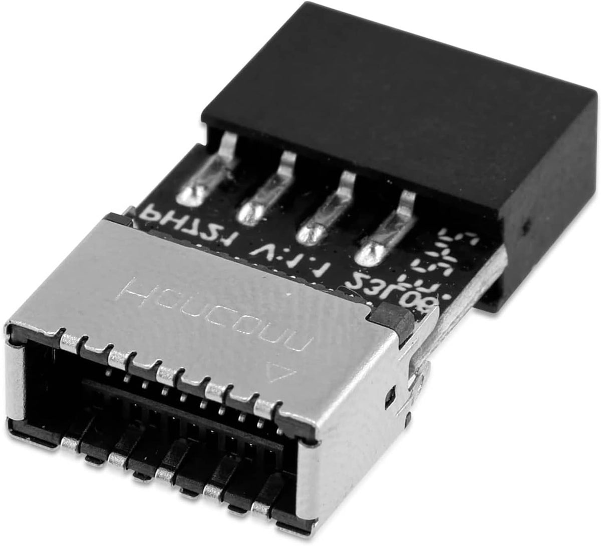 USB header adapter with 9-pin connector and black housing