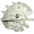 Silver stainless weld fillet gauge with pivot and engraved size markings
