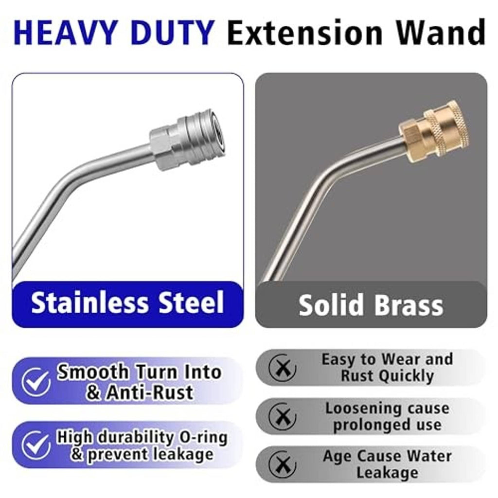 Extension wand material: stainless steel body with solid brass connector